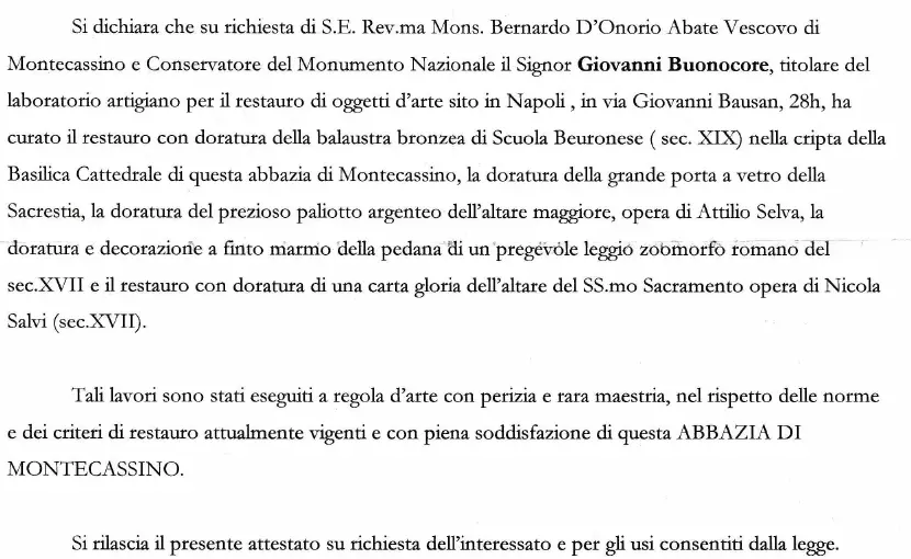 Estratto selezionato della fonte: Abbazia di Montecassino · 2004